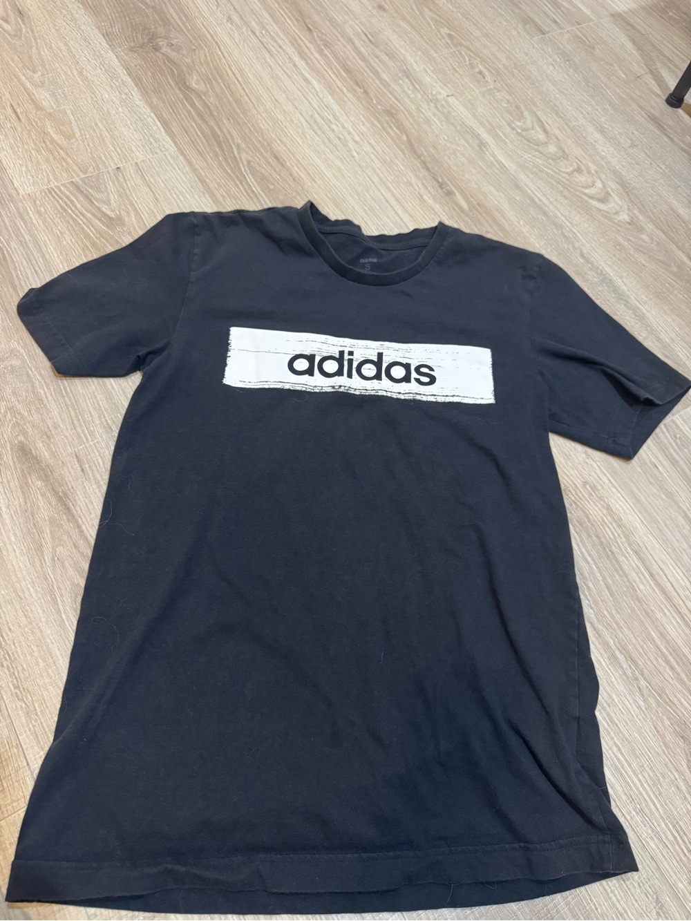 adidas Black Short-Sleeve Logo Tee with White Panel